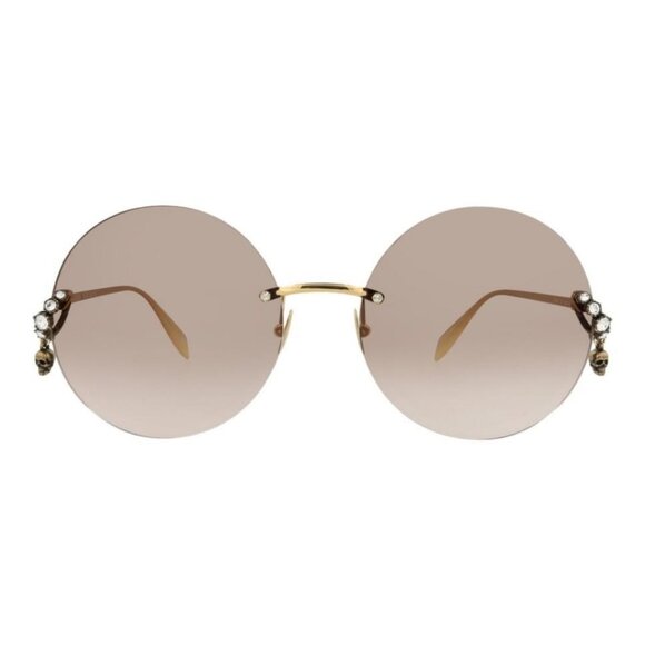 Alexander McQueen Womens Round/Oval Gold Gold Brown Fashion Designer Eyewear - Picture 1 of 4